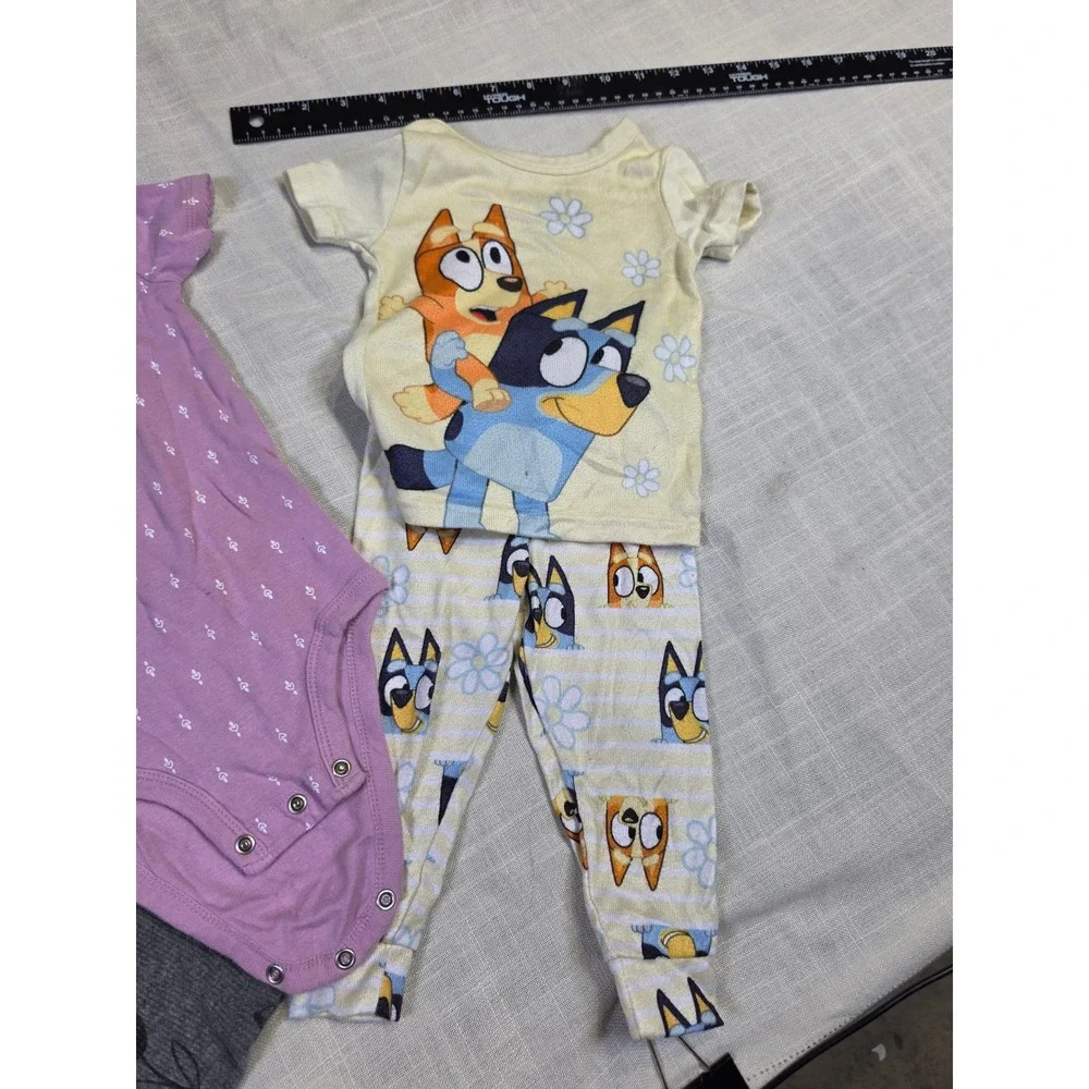 Carters Bluey Toddler Girl 18M Clothes Lot 5pc Pajamas Bodysuit Set Gray Purple